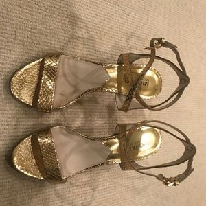Michael Kors strapping gold snakeskin heels